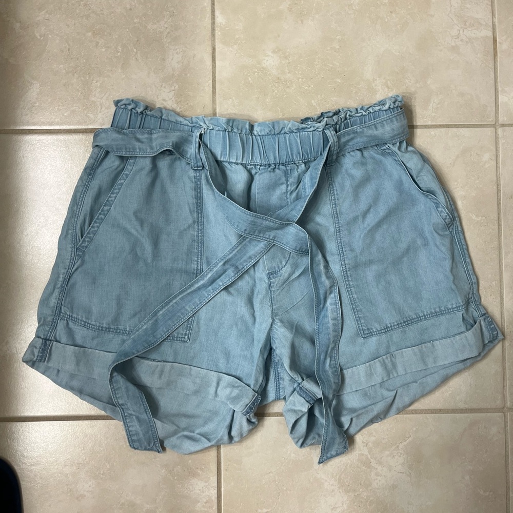 Aerie Size Small Denim-Like Tie Shorts
